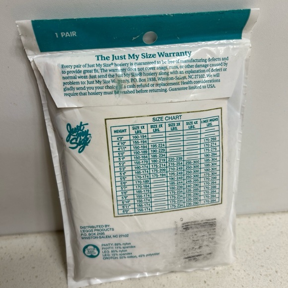 Just My Size Off White Pantyhose 3X Sheer Toe NEW - Picture 3 of 3